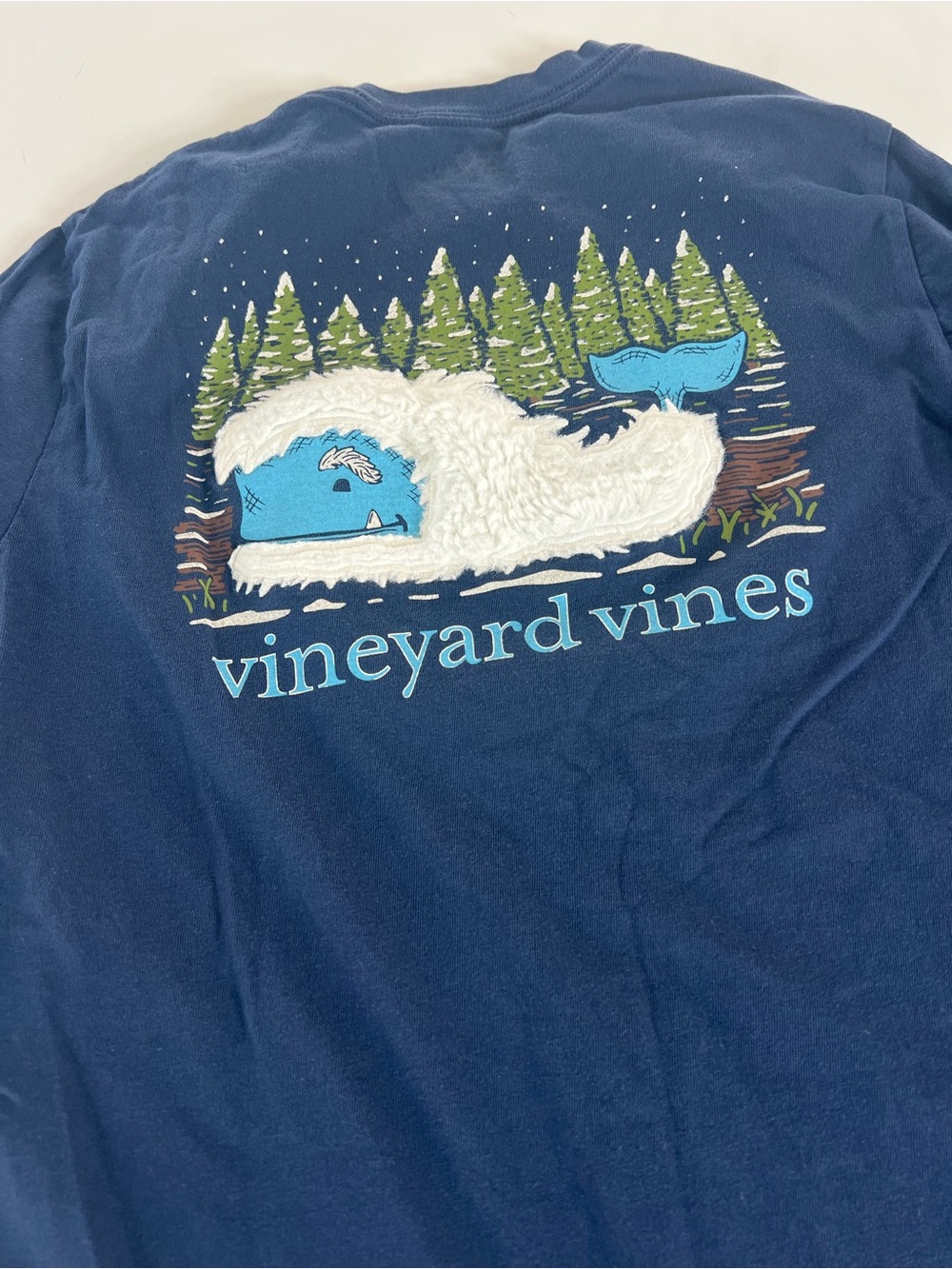 Vineyard Vines Navy Whale & Forest Fleece Graphic long sleeve Tee